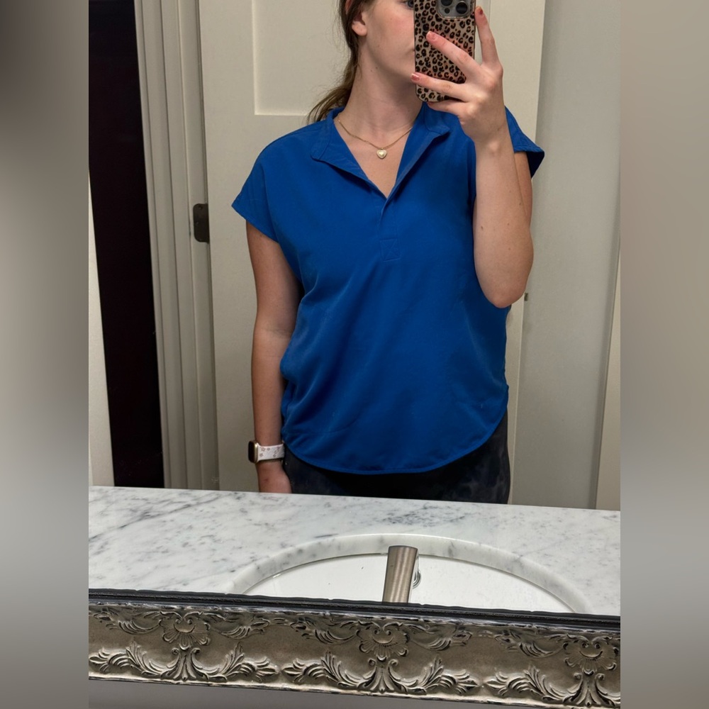 FIGS Royal Blue Sleeveless Polo Top - Picture 2 of 12